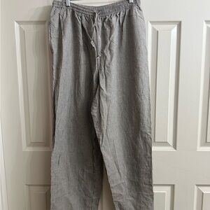 Lizsport Linen/Cotton Blend Striped Gray Pants